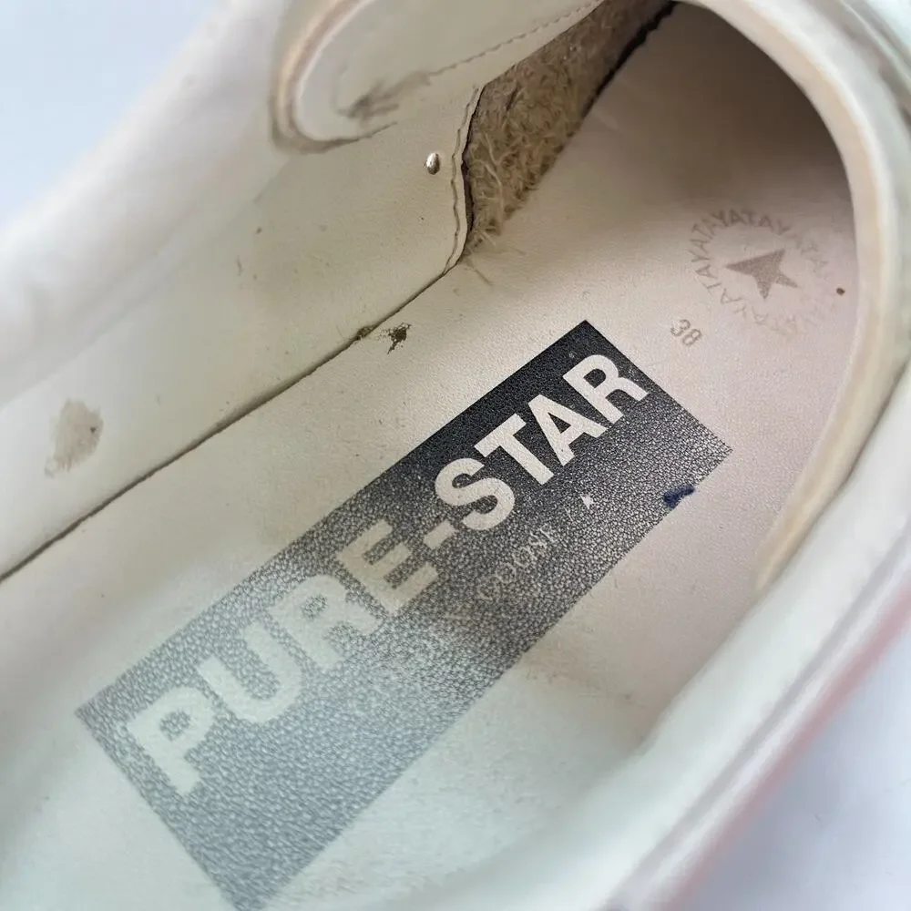 Golden Goose Purestar White Silver Leather Sneakers Women's Size US 7.5 EU 38 - Picture 11 of 12